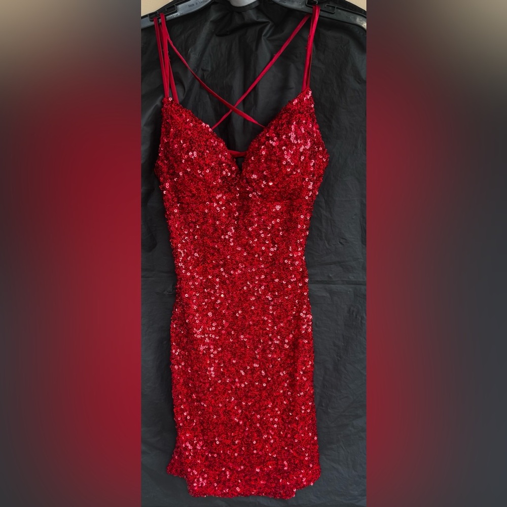 B Darlin Sparkling Red Mini Dress